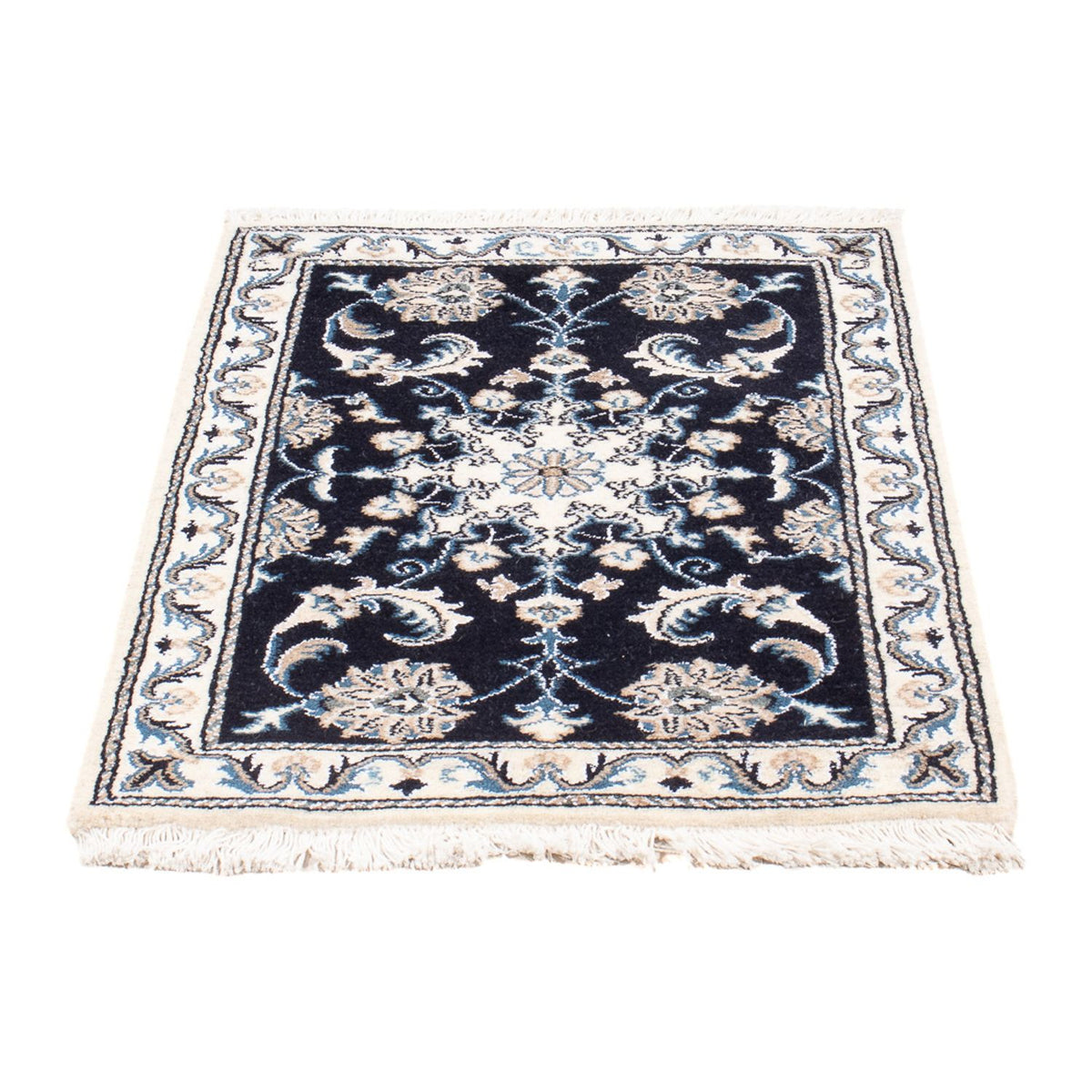 Tapis persan - Nain - Royal - 90 x 60 cm - bleu foncé