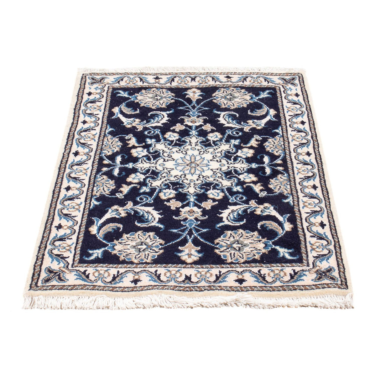 Tapis persan - Nain - Royal - 90 x 60 cm - bleu foncé