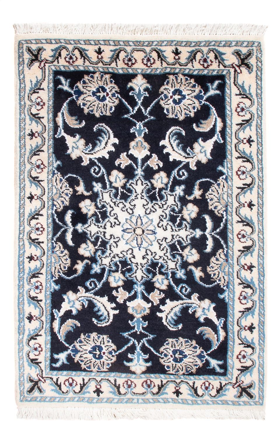 Tapis persan - Nain - Royal - 90 x 60 cm - bleu foncé