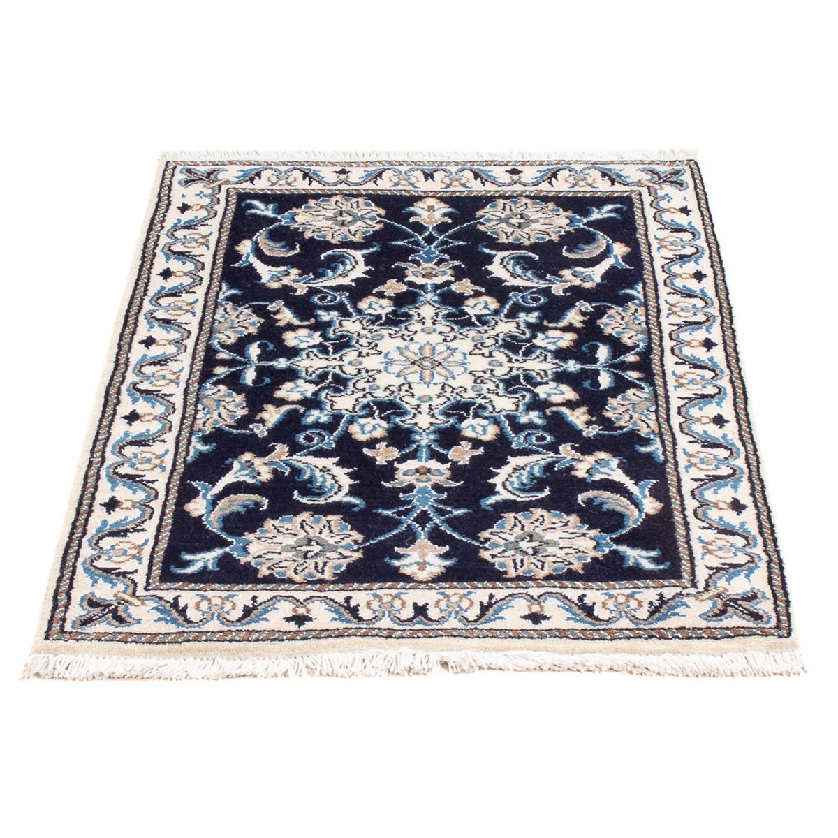 Tapis persan - Nain - Royal - 90 x 60 cm - bleu foncé
