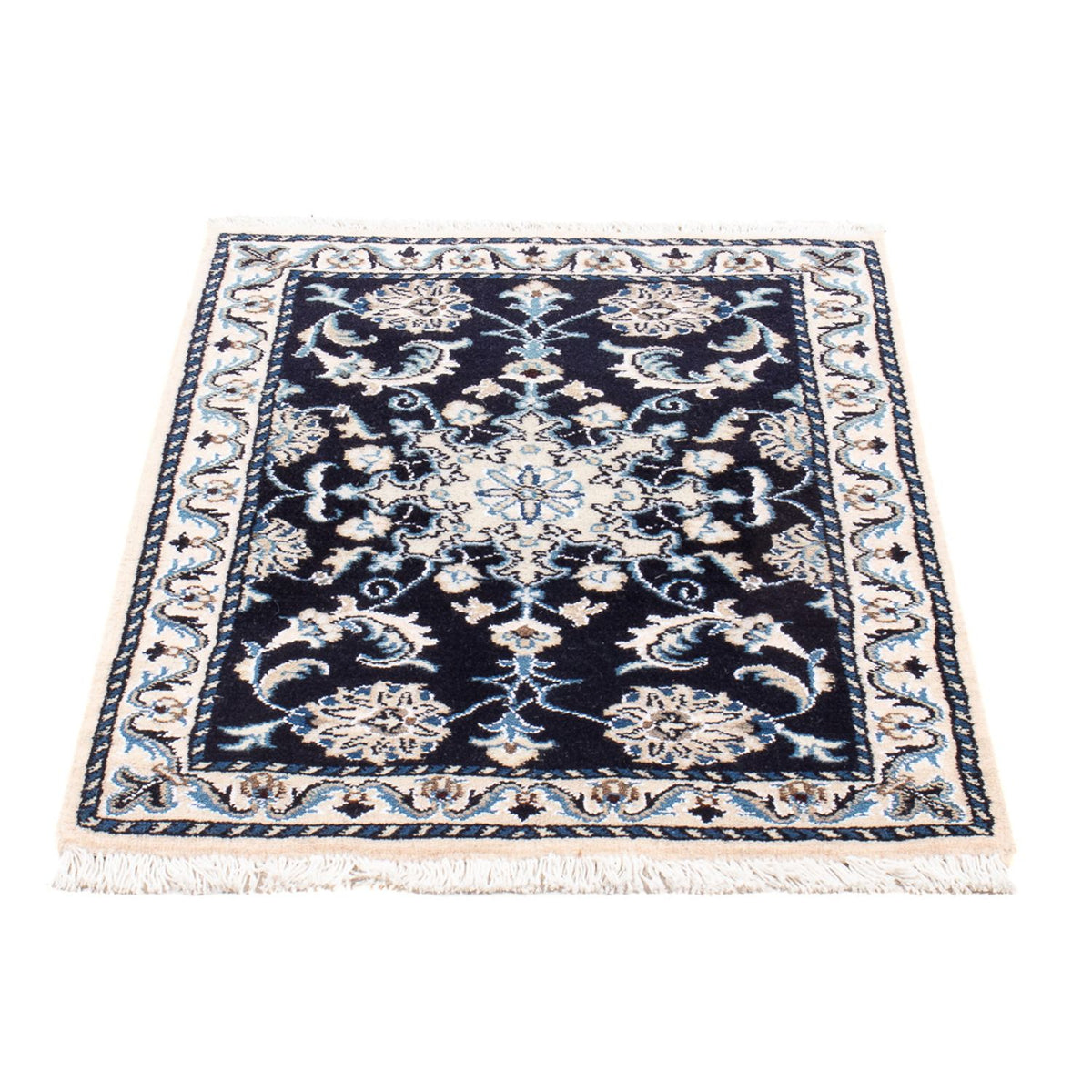Tapis persan - Nain - Royal - 90 x 60 cm - bleu foncé