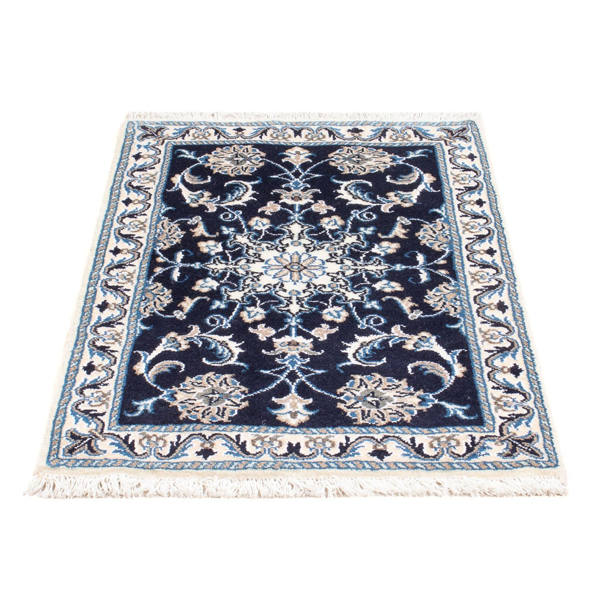 Tapis persan - Nain - Royal - 90 x 60 cm - bleu foncé
