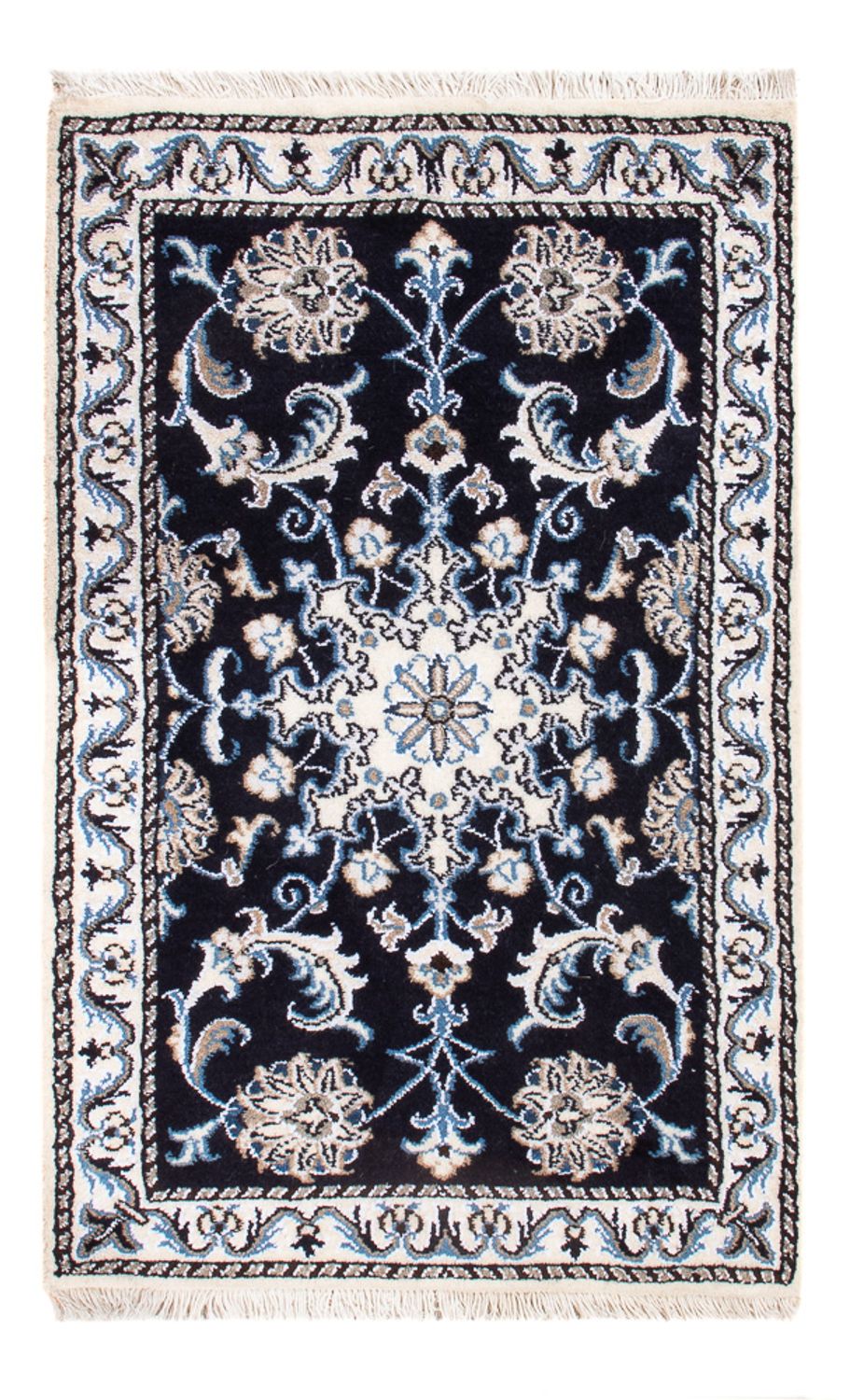 Tapis persan - Nain - Royal - 90 x 60 cm - bleu foncé