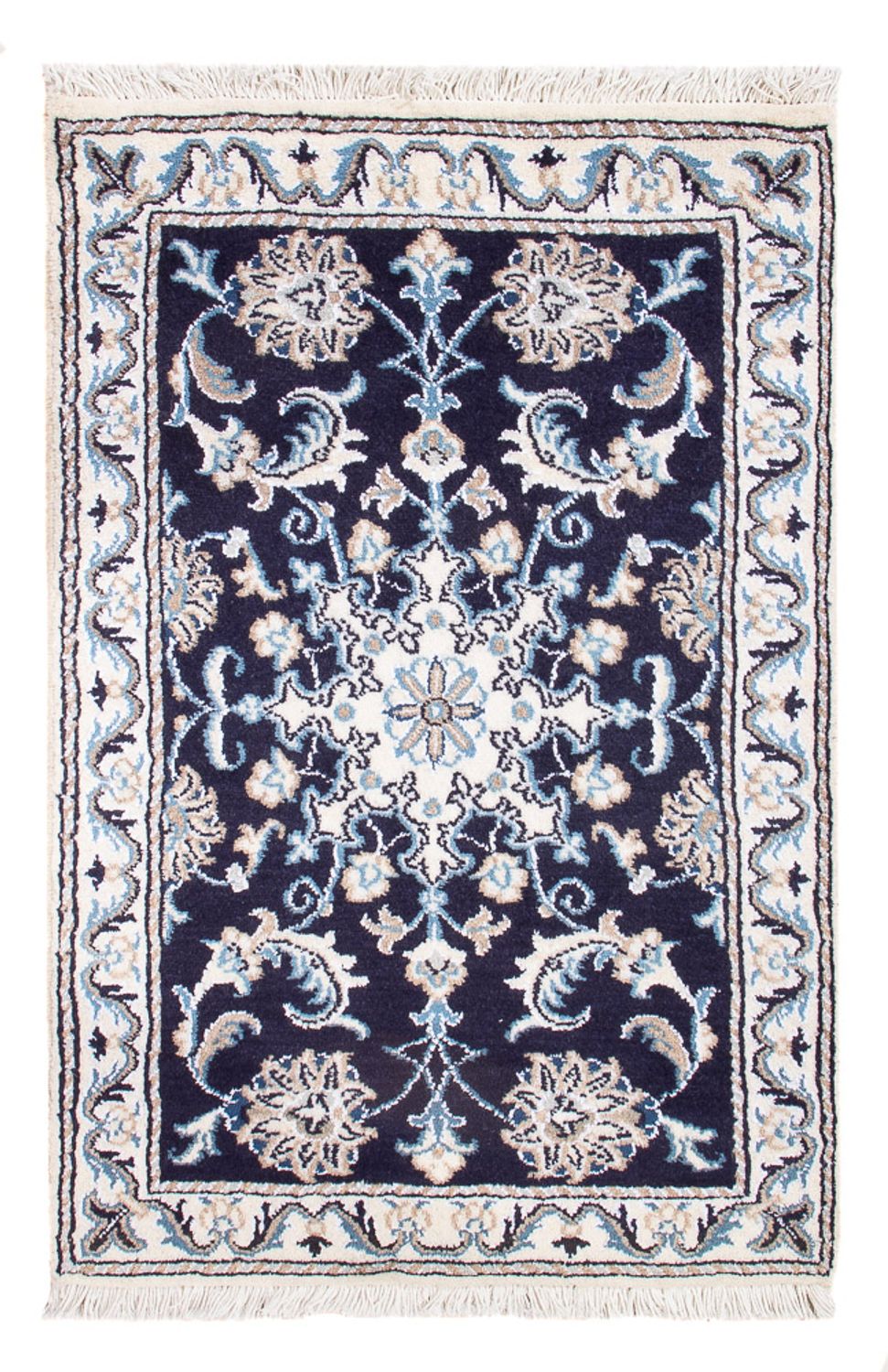 Tapis persan - Nain - Royal - 90 x 60 cm - bleu foncé