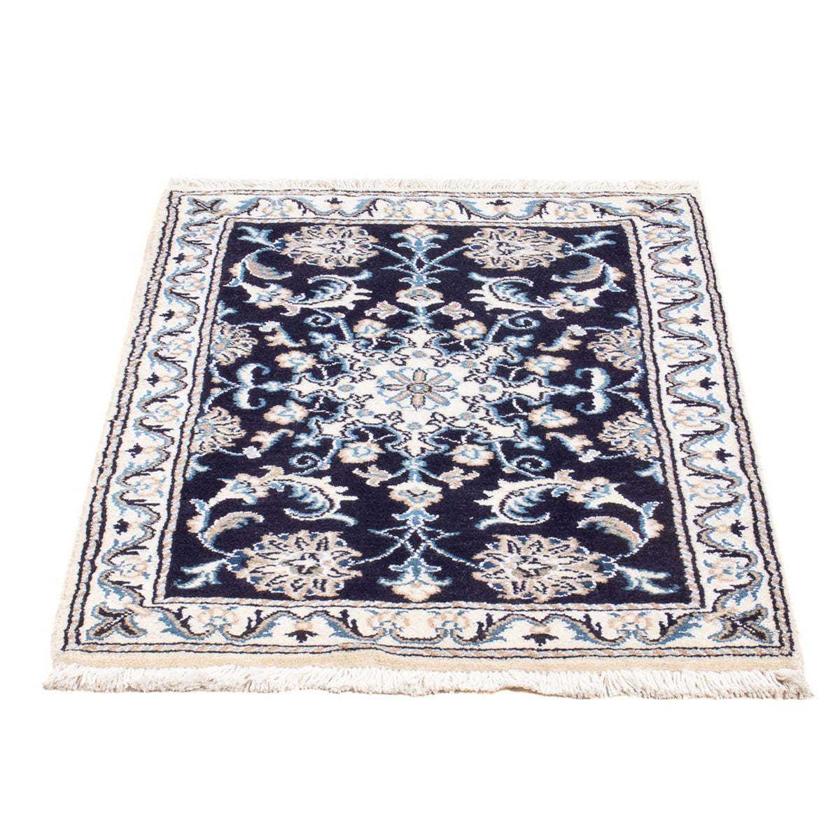 Tapis persan - Nain - Royal - 90 x 60 cm - bleu foncé