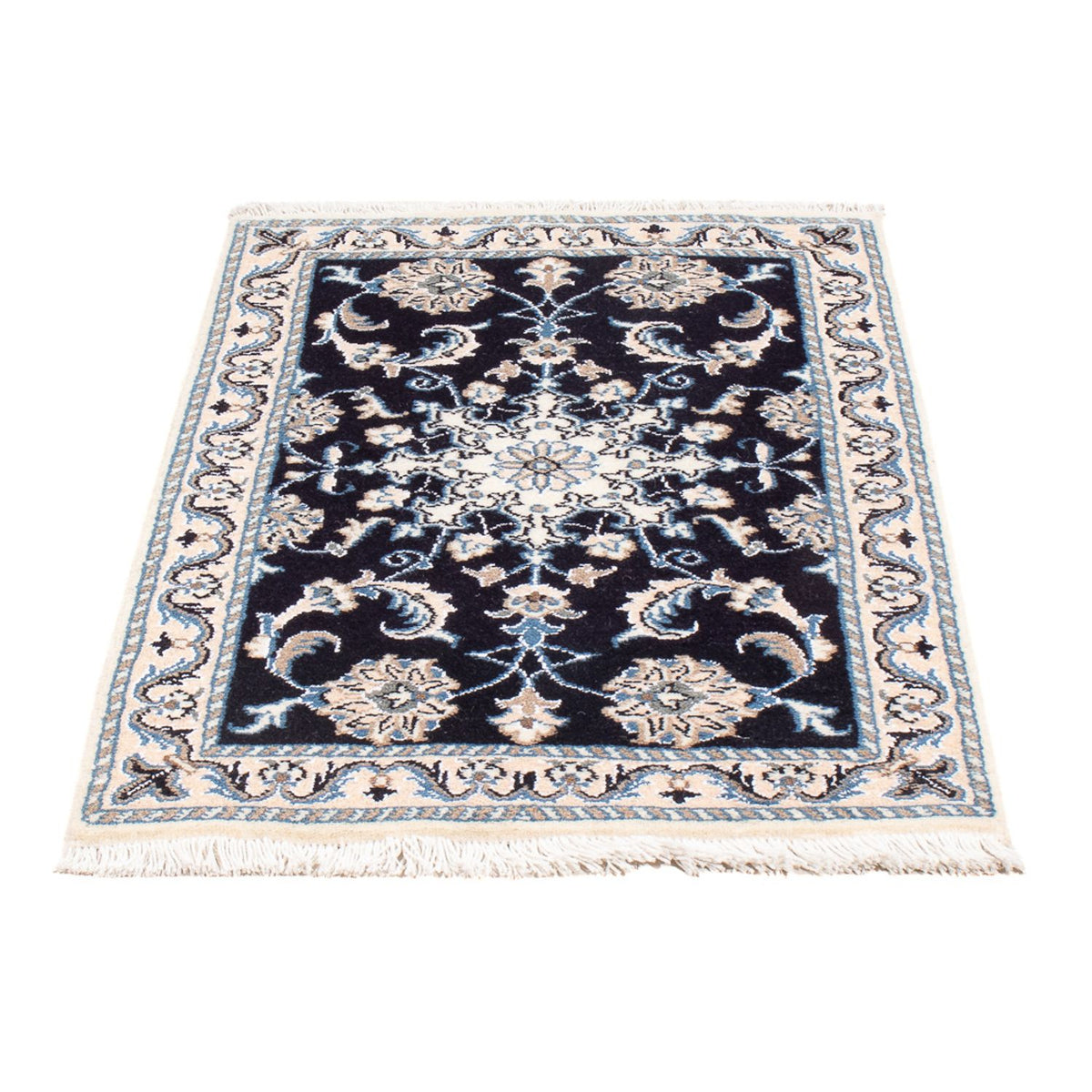 Tapis persan - Nain - Royal - 90 x 60 cm - bleu foncé