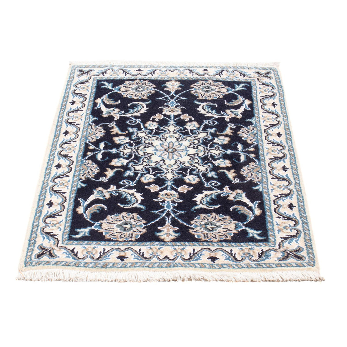 Tapis persan - Nain - Royal - 90 x 60 cm - bleu foncé