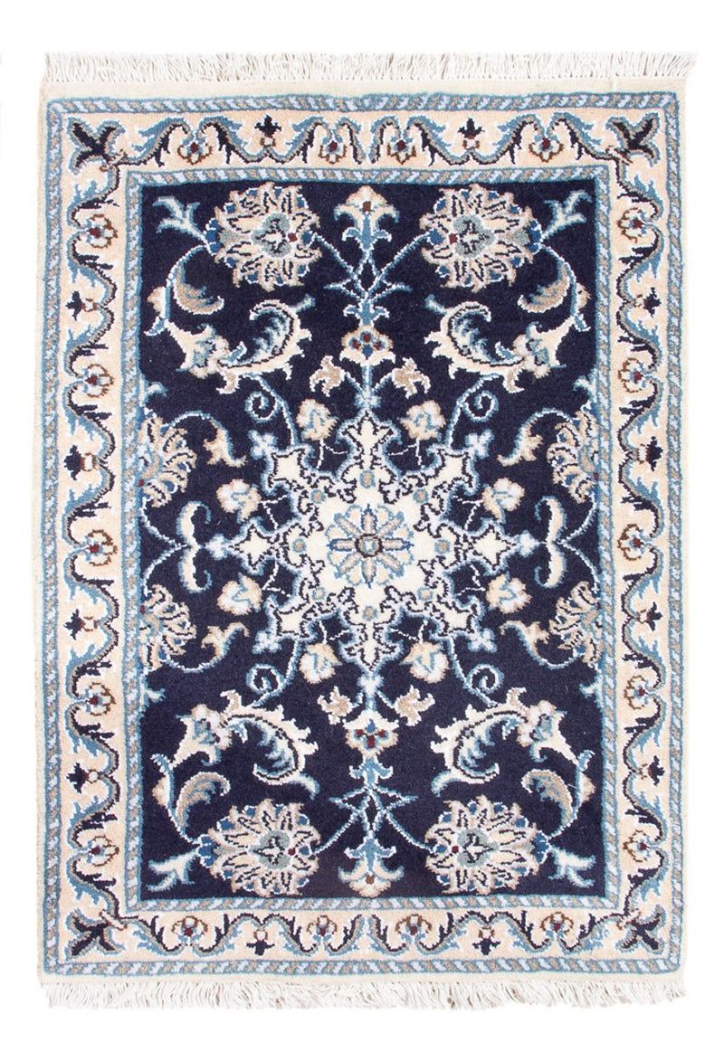 Tapis persan - Nain - Royal - 90 x 60 cm - bleu foncé