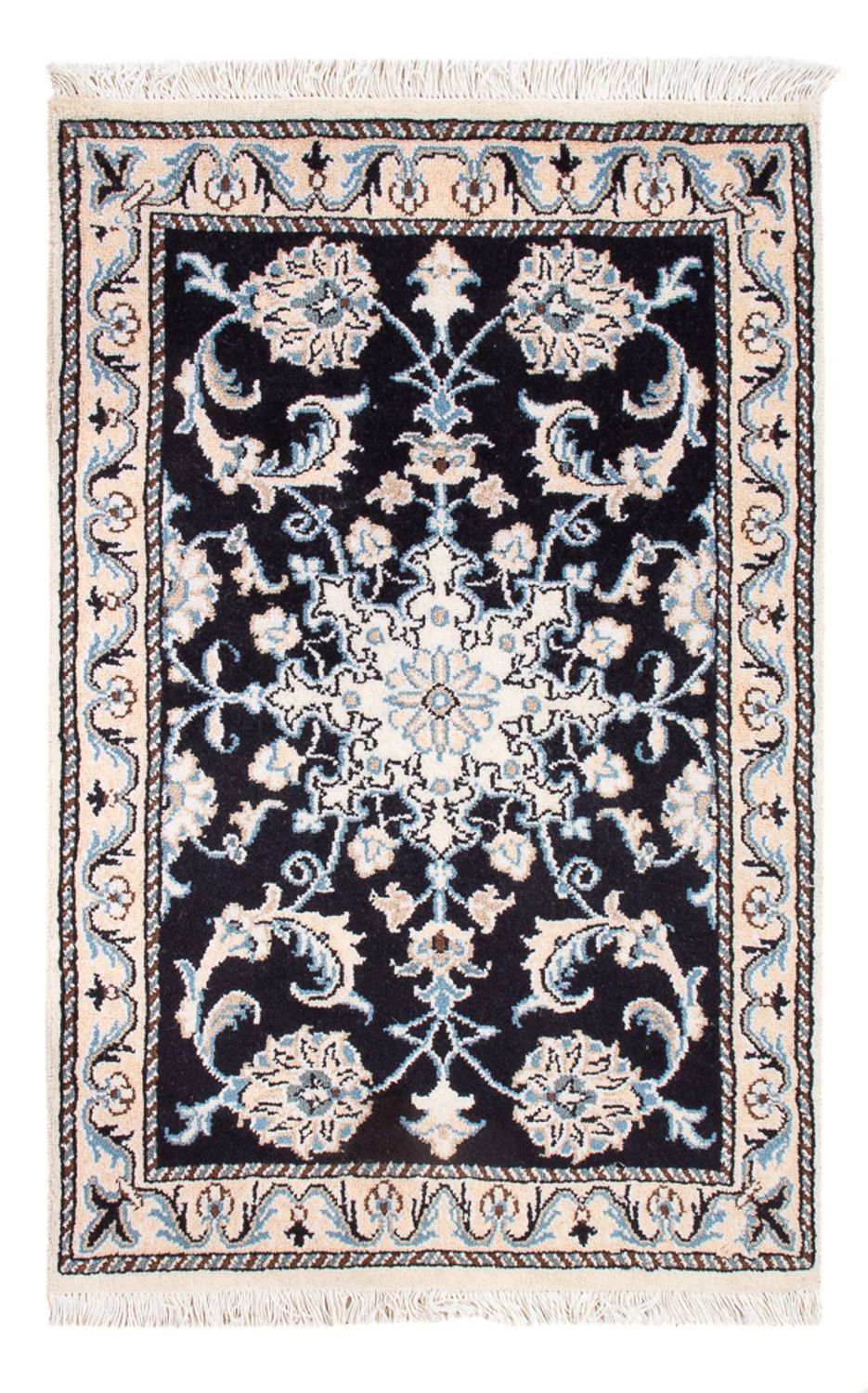 Tapis persan - Nain - Royal - 90 x 60 cm - bleu foncé