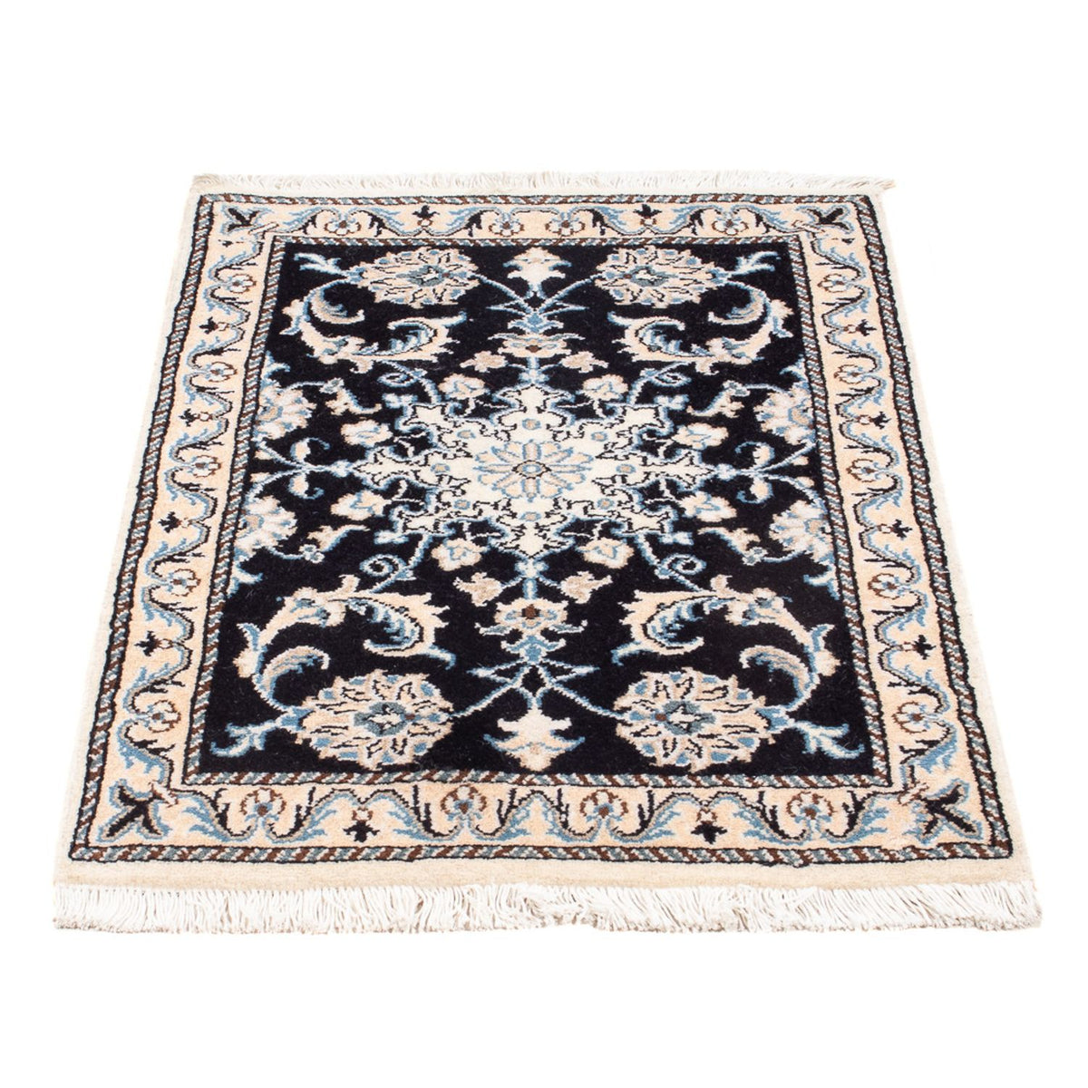 Tapis persan - Nain - Royal - 90 x 60 cm - bleu foncé