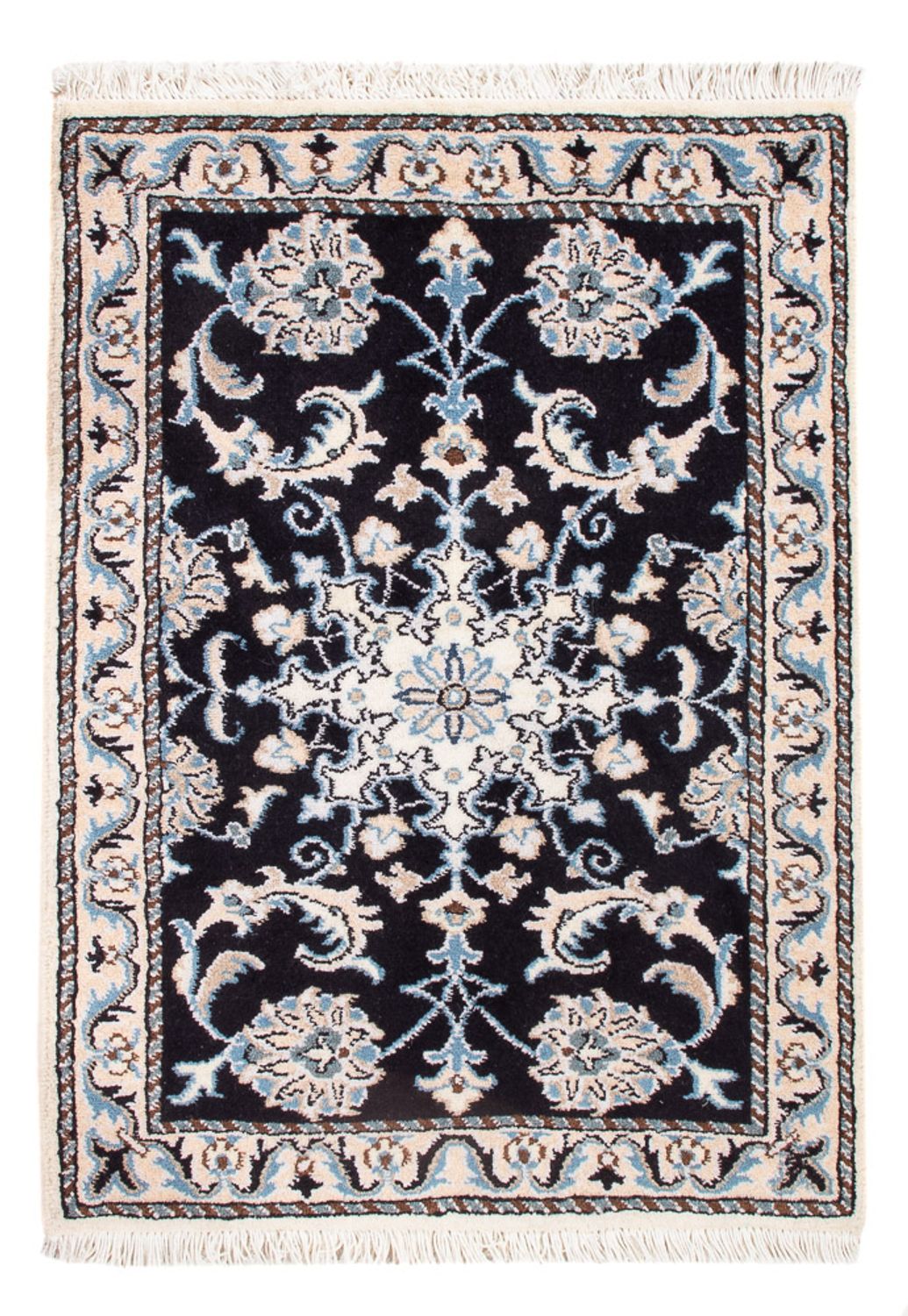 Tapis persan - Nain - Royal - 90 x 60 cm - bleu foncé
