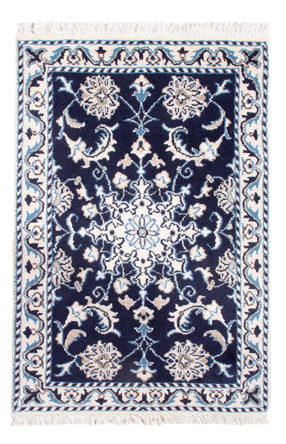 Tapis persan - Nain - Royal - 90 x 60 cm - bleu foncé