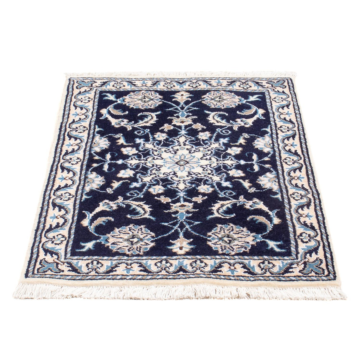 Tapis persan - Nain - Royal - 90 x 60 cm - bleu foncé