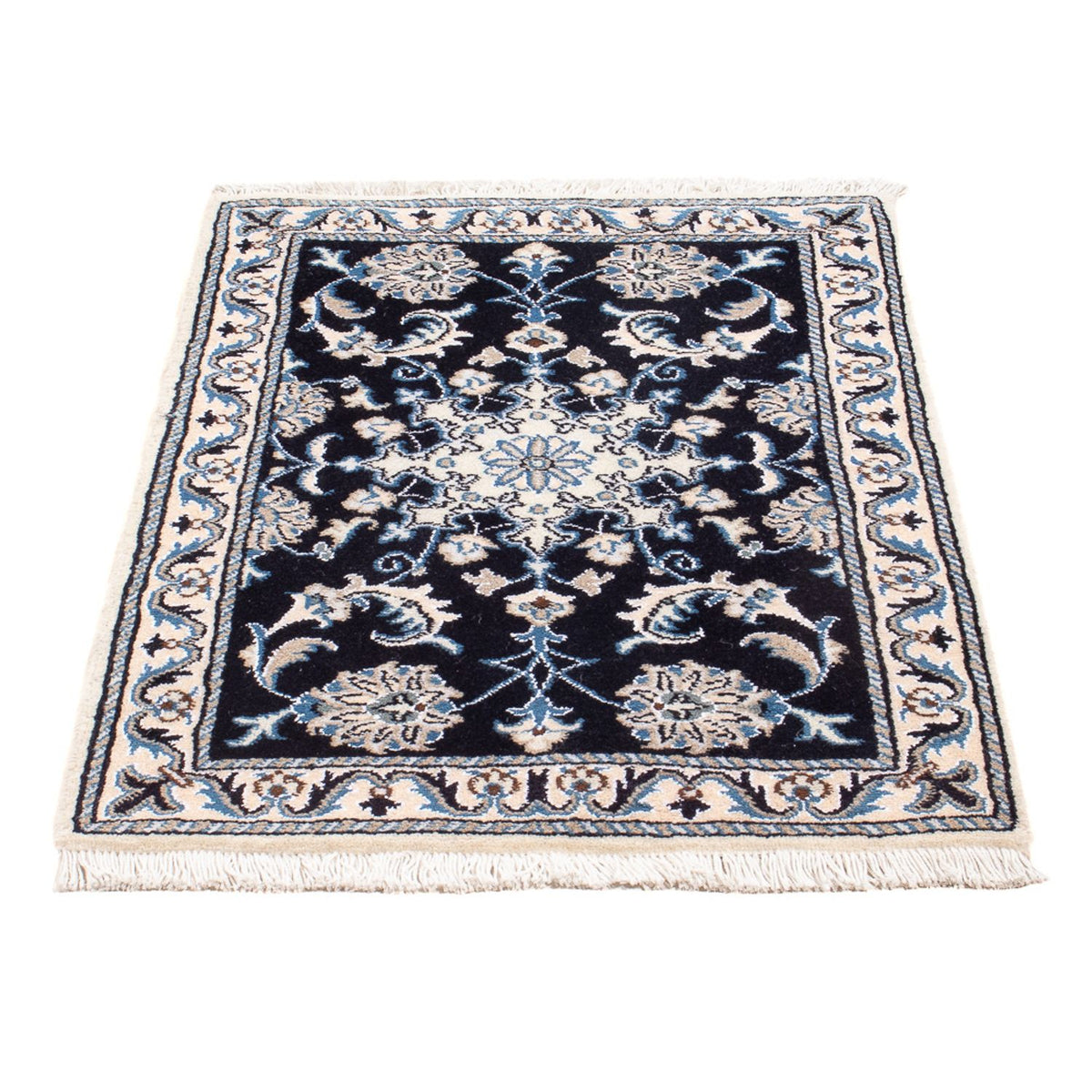 Tapis persan - Nain - Royal - 90 x 60 cm - bleu foncé