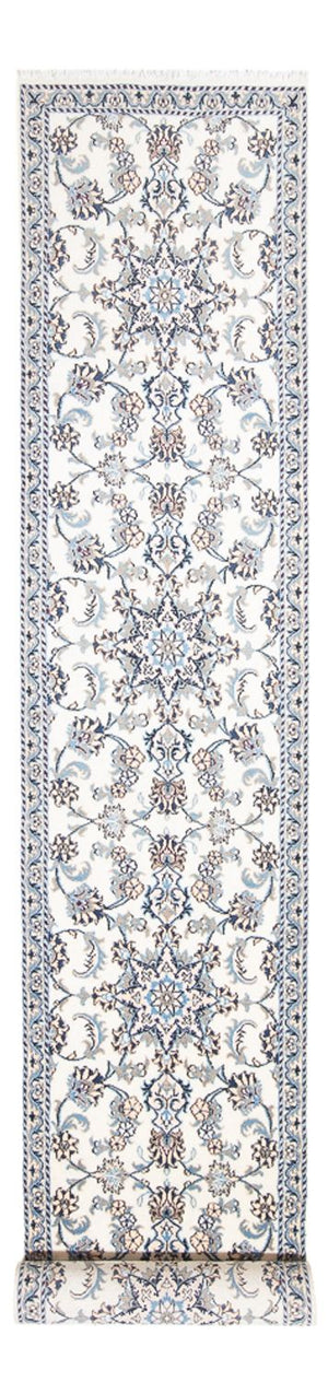 Tapis de couloir Tapis persan - Nain - 393 x 80 cm - argent