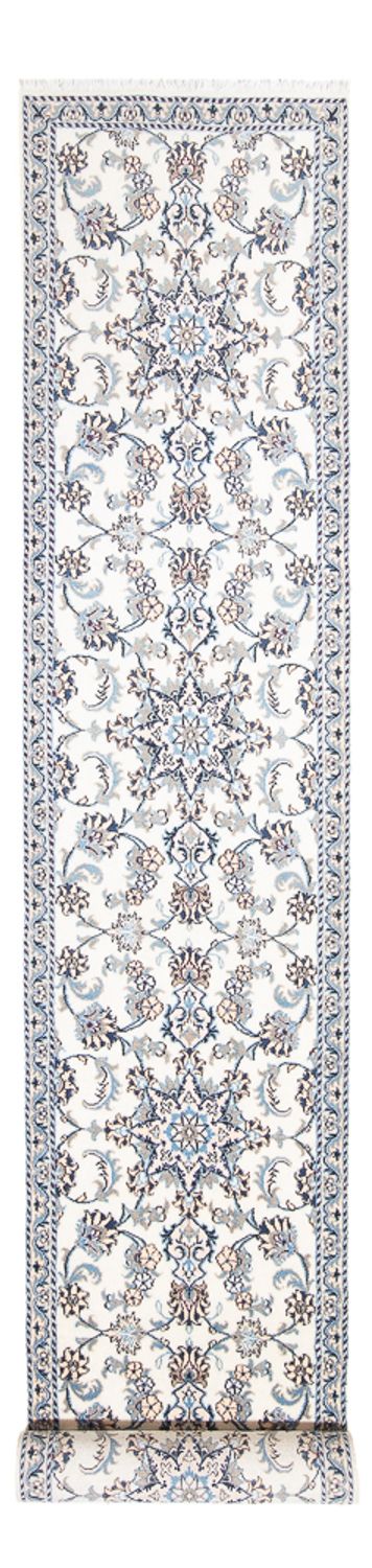 Tapis de couloir Tapis persan - Nain - 393 x 80 cm - argent