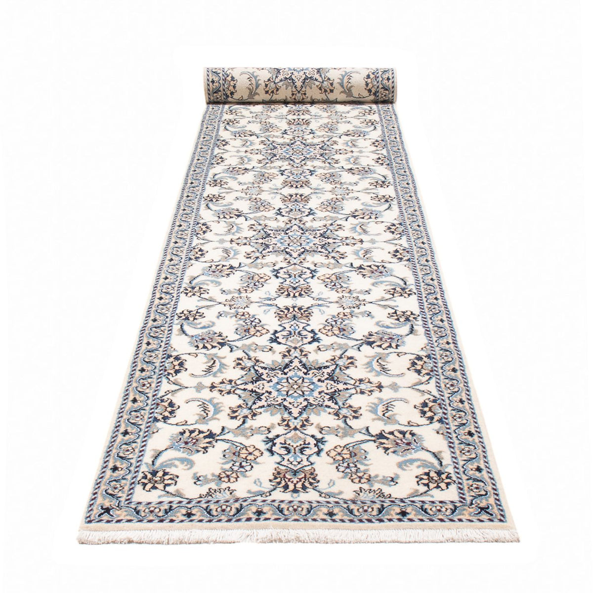 Tapis de couloir Tapis persan - Nain - 393 x 80 cm - argent