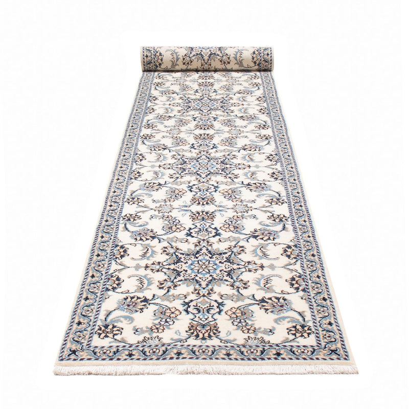 Tapis de couloir Tapis persan - Nain - 393 x 80 cm - argent