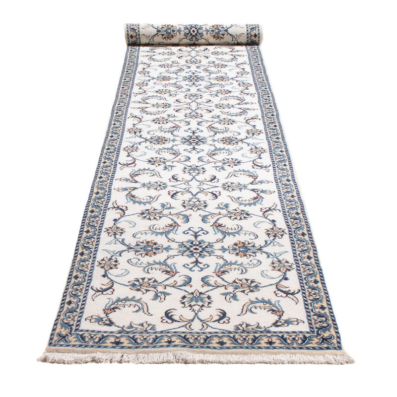 Tapis de couloir Tapis persan - Nain - 393 x 77 cm - argent