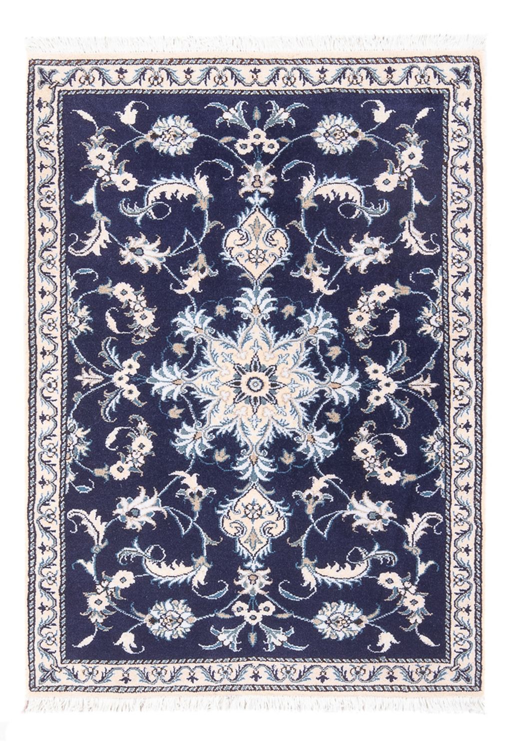 Tapis persan - Nain - 140 x 90 cm - bleu foncé