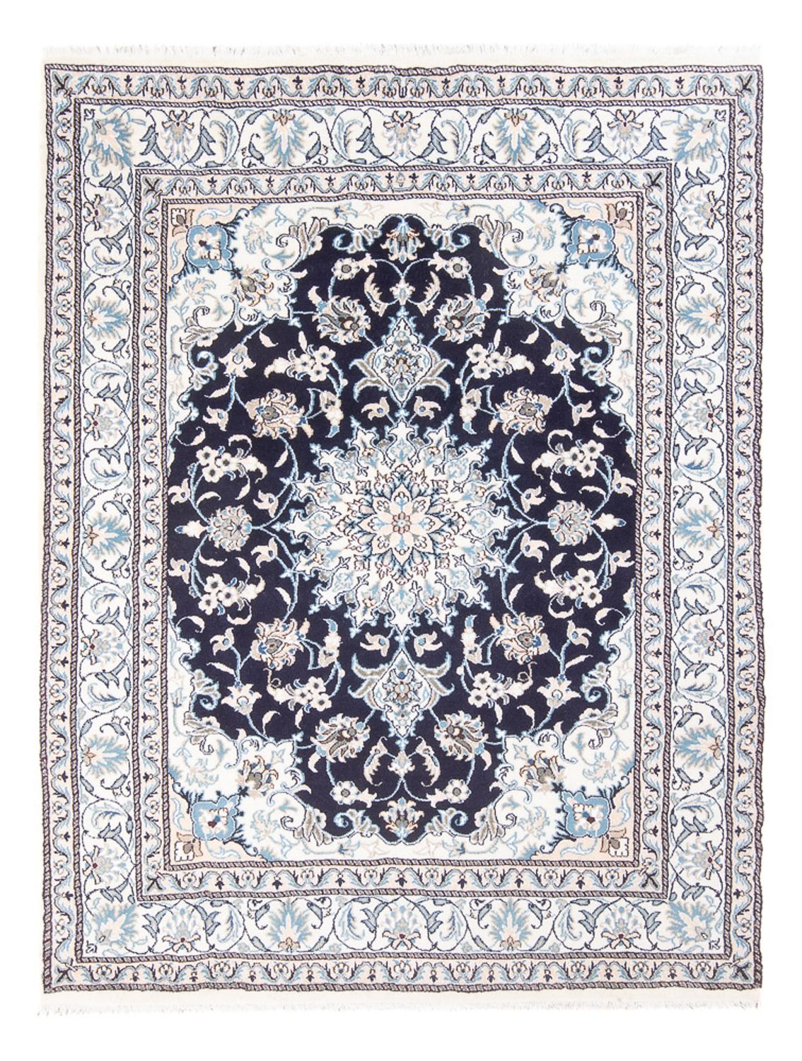 Tapis persan - Nain - Royal - 198 x 147 cm - bleu foncé