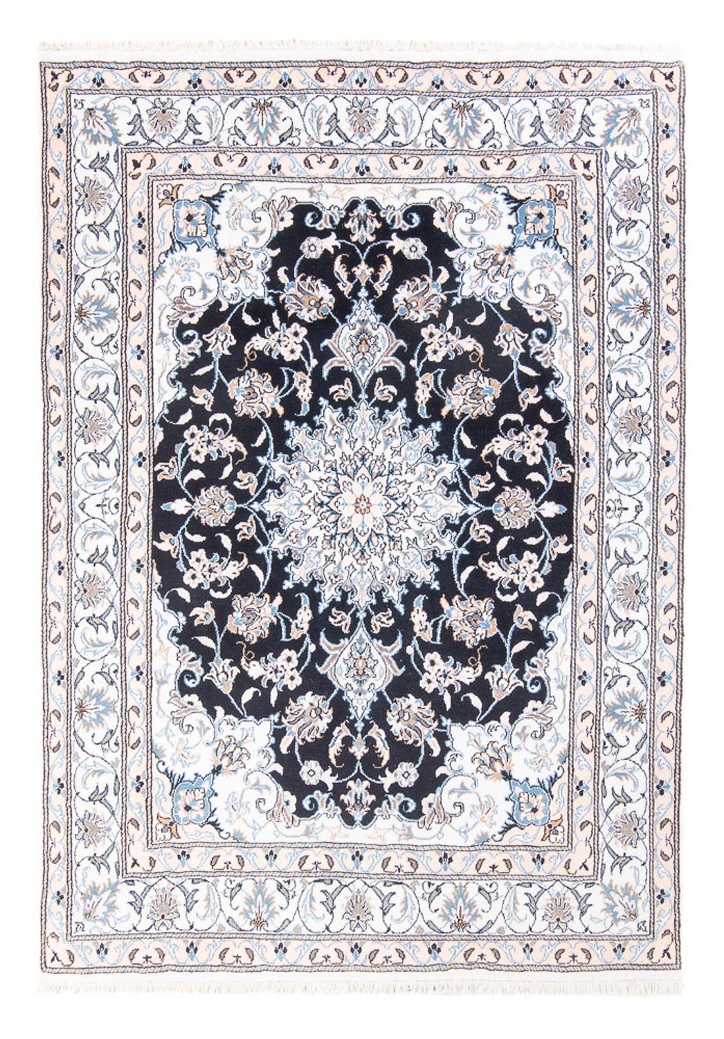 Tapis persan - Nain - Royal - 202 x 145 cm - bleu foncé