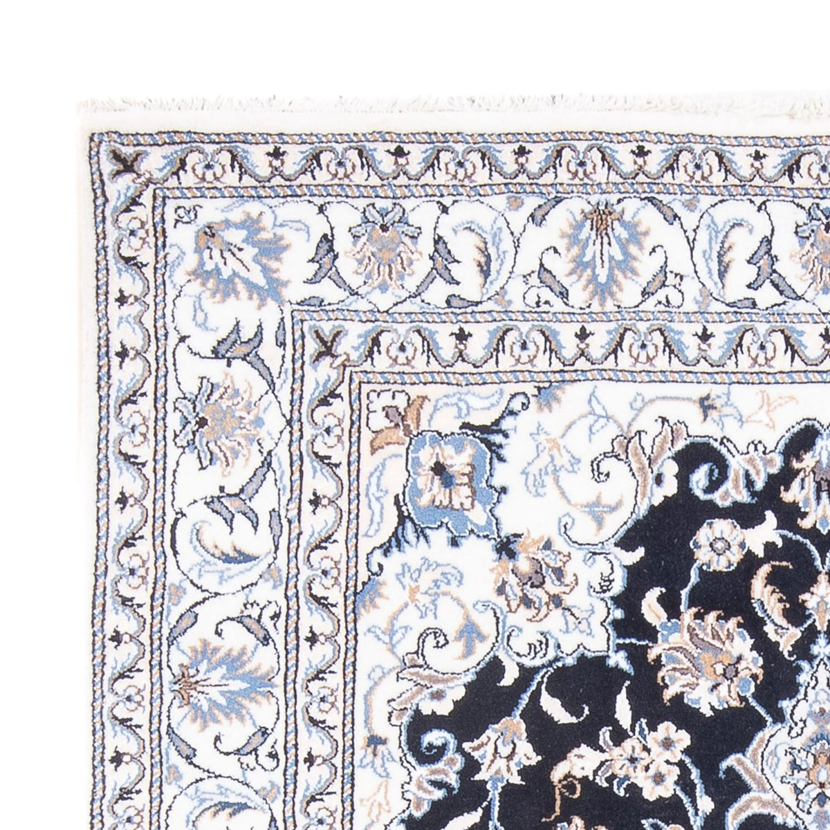 Tapis persan - Nain - Royal - 210 x 145 cm - bleu foncé