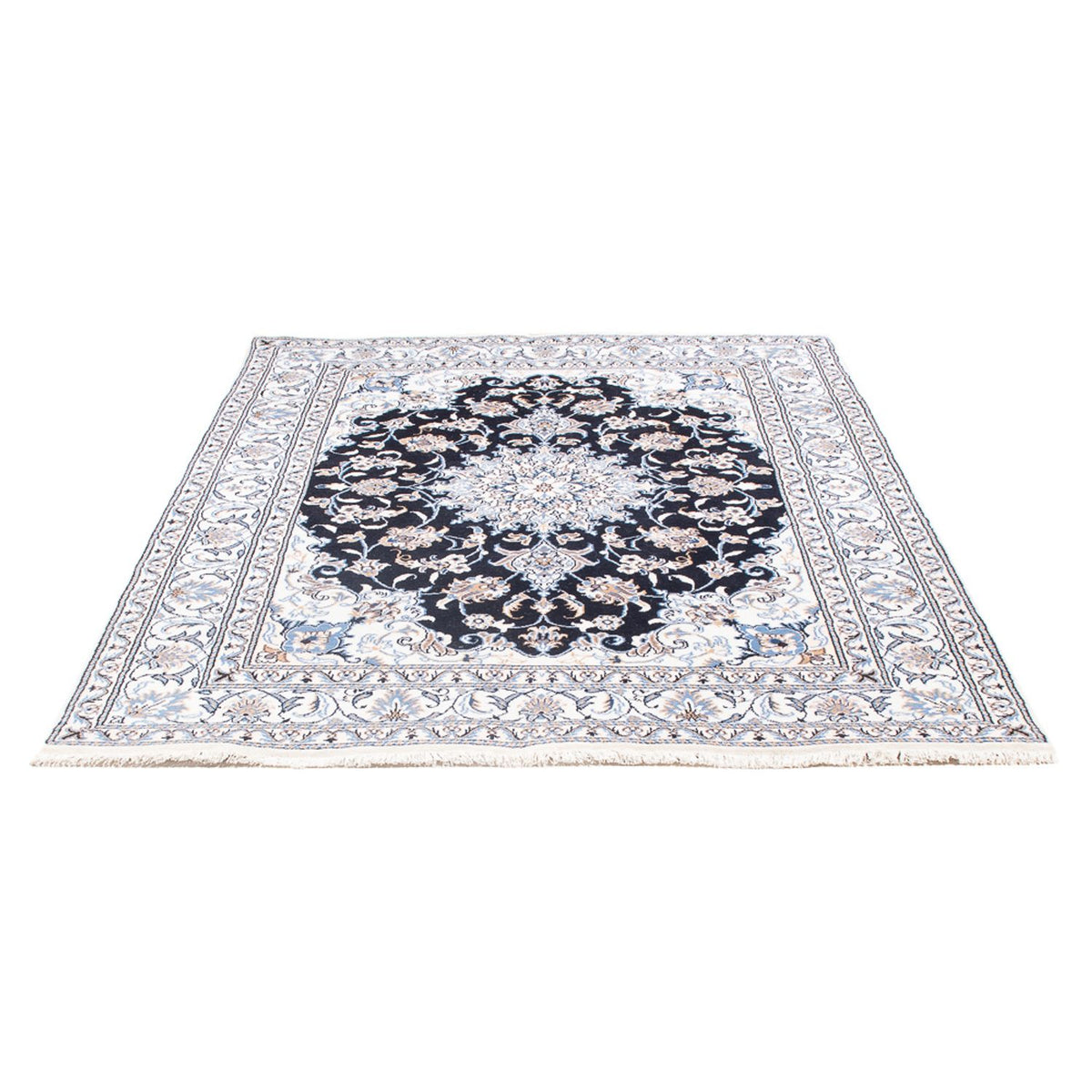 Tapis persan - Nain - Royal - 210 x 145 cm - bleu foncé