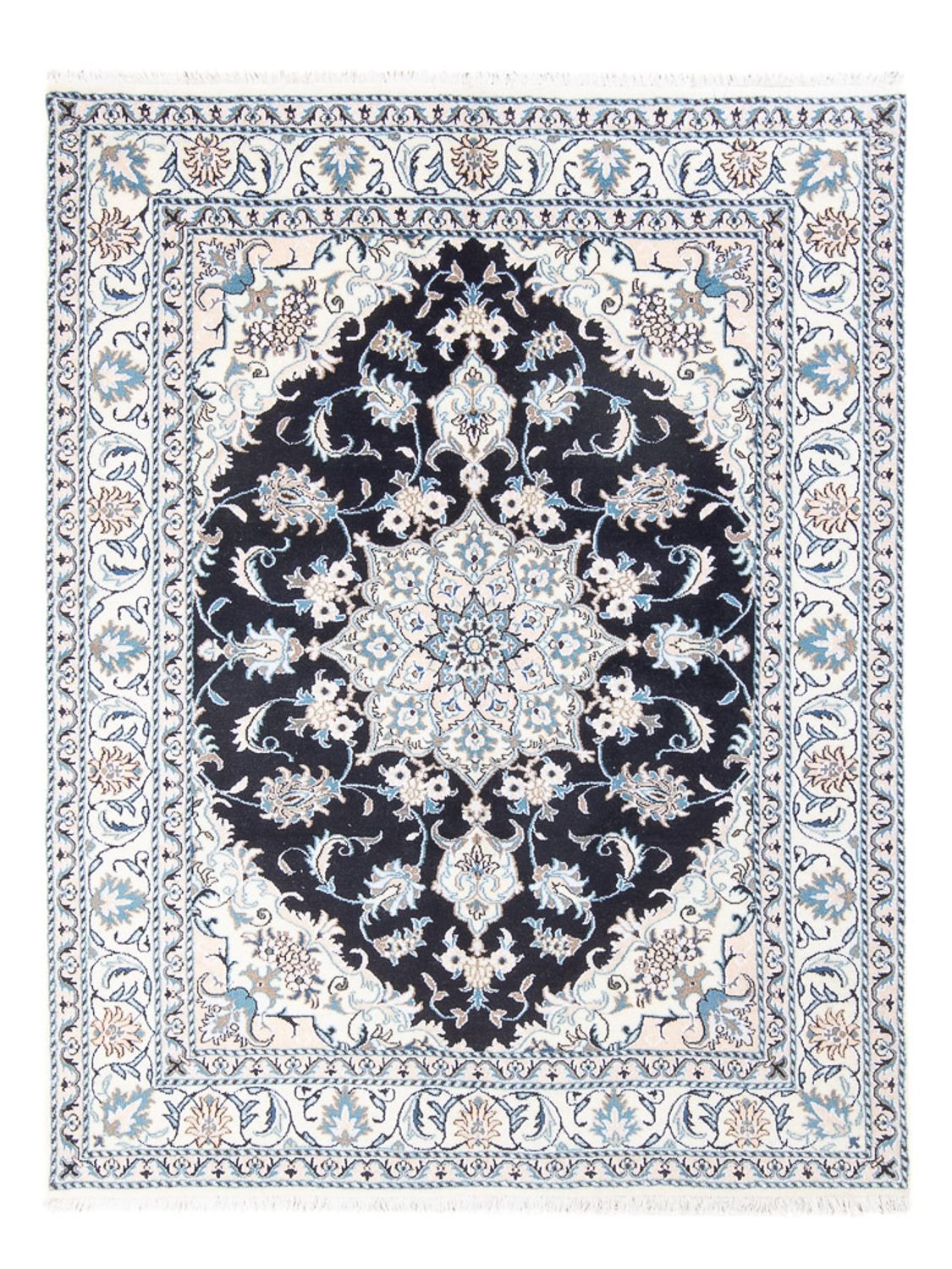 Tapis persan - Nain - Royal - 192 x 148 cm - bleu foncé