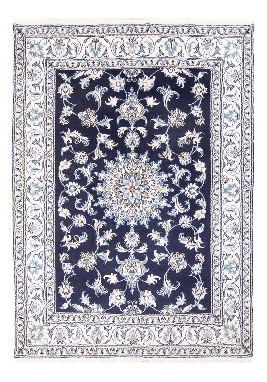 Tapis persan - Nain - Royal - 209 x 146 cm - bleu foncé