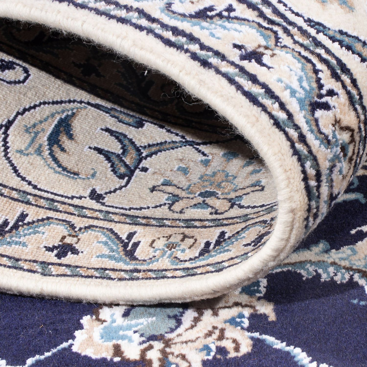 Tapis persan - Nain - Royal - 209 x 146 cm - bleu foncé