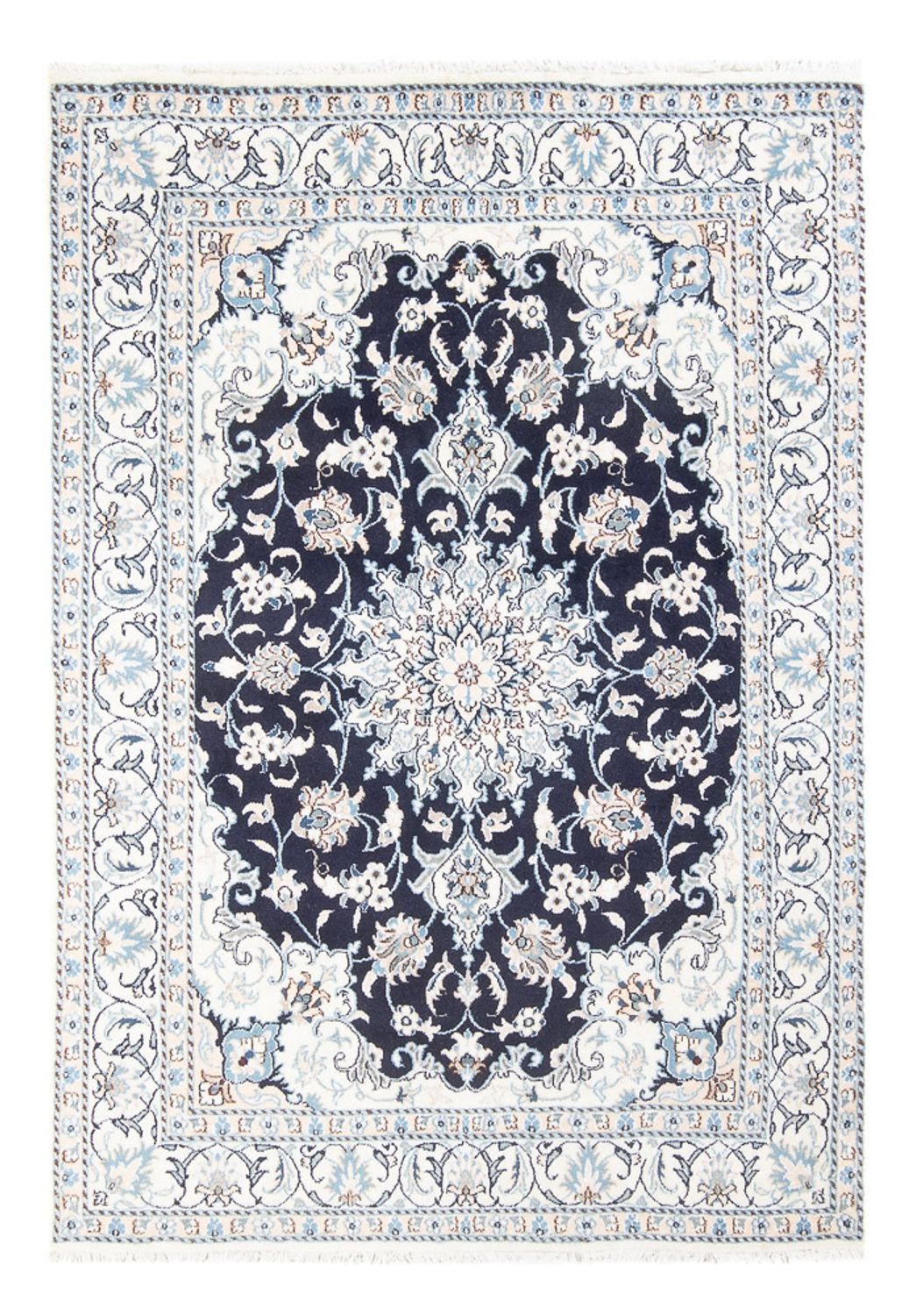 Tapis persan - Nain - Royal - 209 x 149 cm - bleu foncé