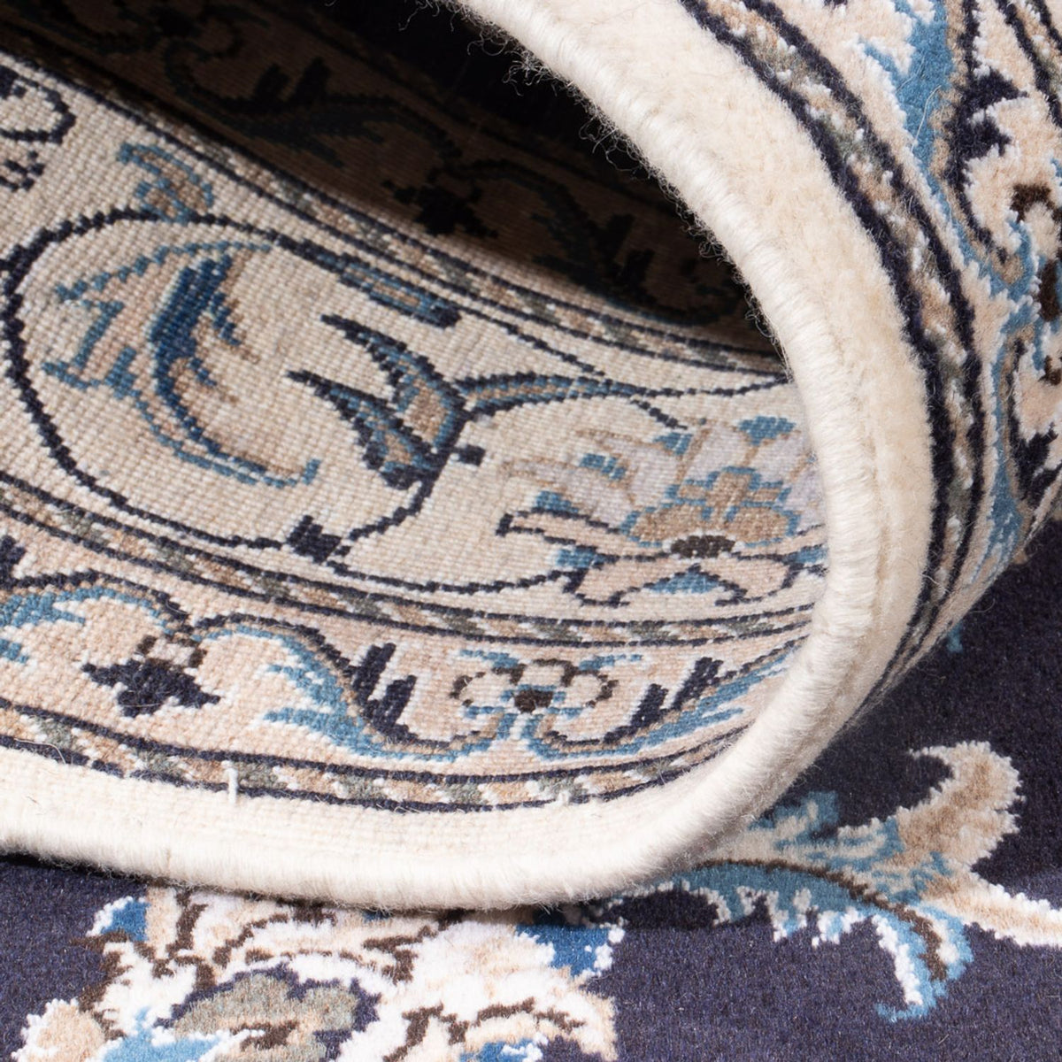 Tapis persan - Nain - Royal - 212 x 146 cm - bleu foncé