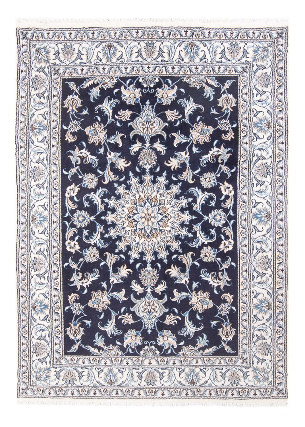 Tapis persan - Nain - Royal - 200 x 146 cm - bleu foncé