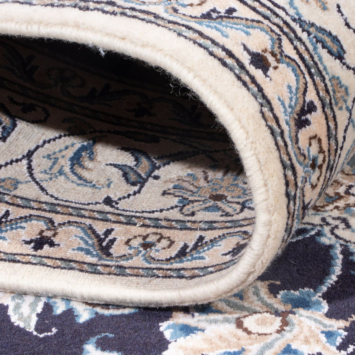 Tapis persan - Nain - Royal - 200 x 146 cm - bleu foncé