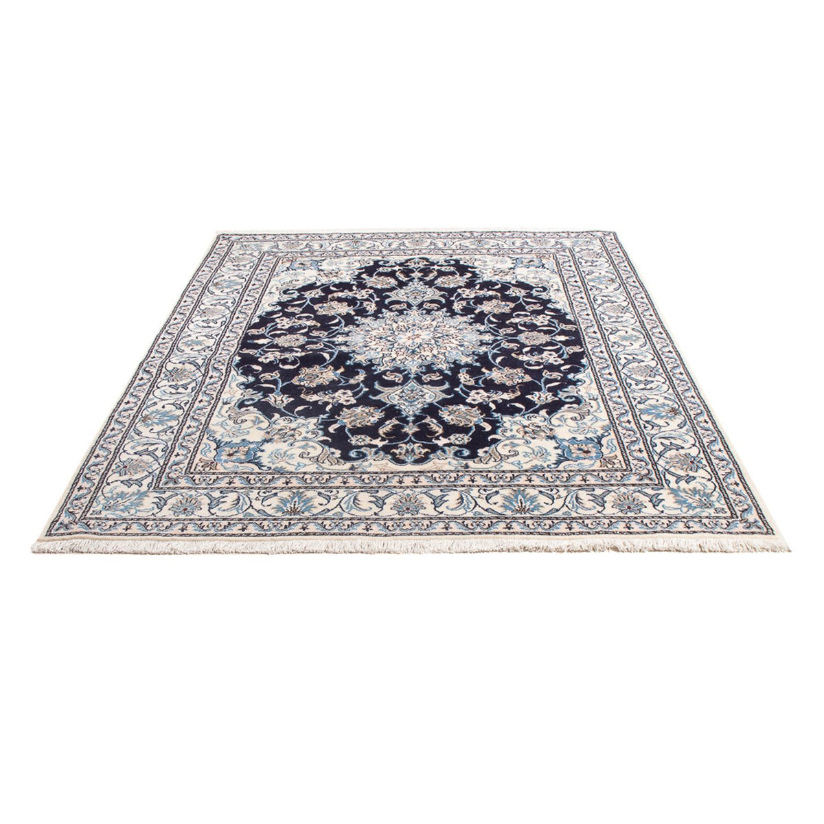 Tapis persan - Nain - Royal - 198 x 150 cm - bleu foncé
