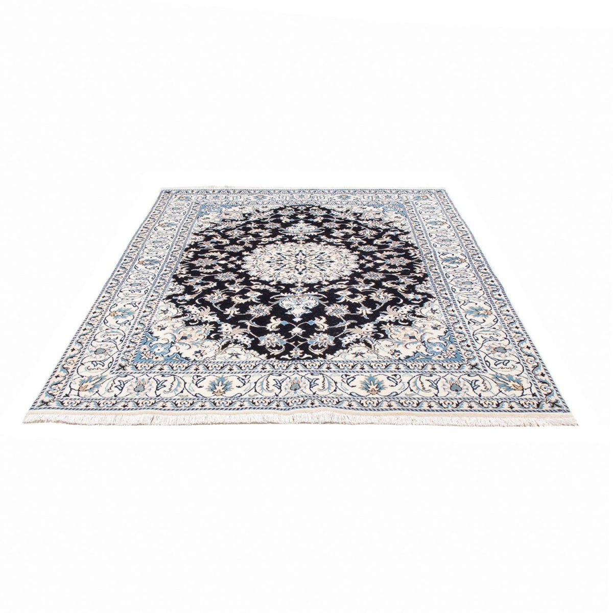 Tapis persan - Nain - 234 x 166 cm - bleu foncé