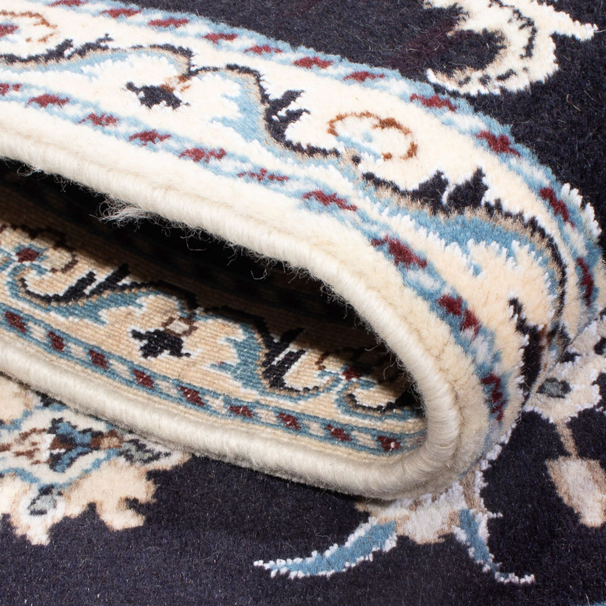 Tapis persan - Nain - 137 x 89 cm - bleu foncé