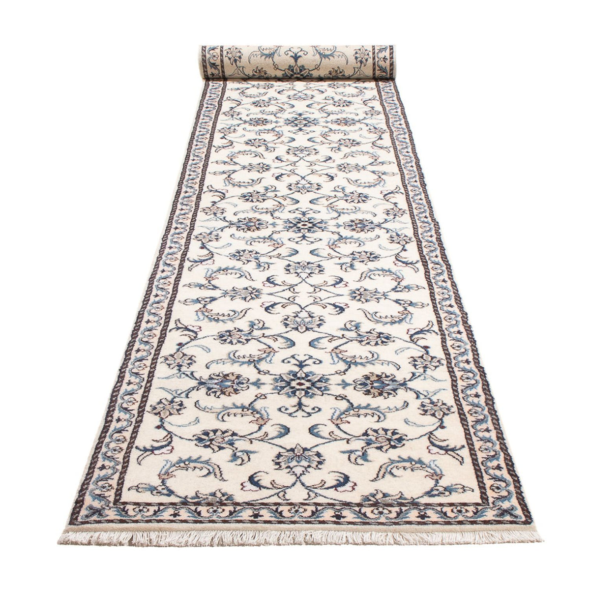 Tapis de couloir Tapis persan - Nain - 392 x 78 cm - crème