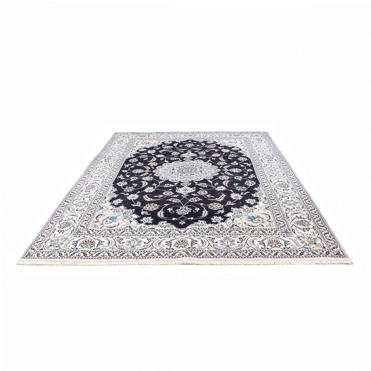 Tapis persan - Nain - 297 x 198 cm - bleu foncé