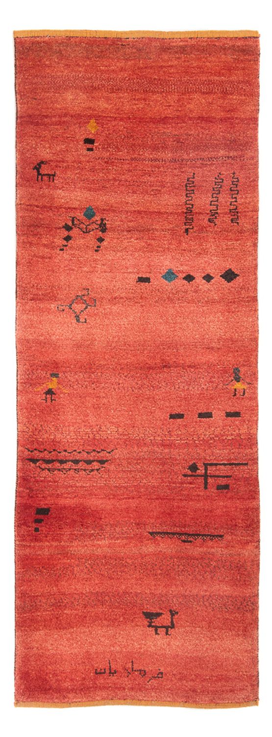 Tapis de couloir Tapis Gabbeh - Persan - 225 x 83 cm - rouge clair