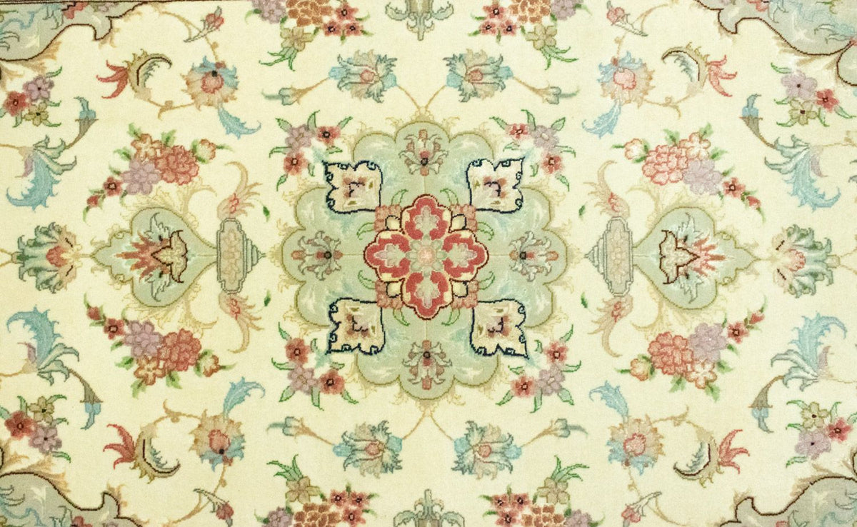 Tapis de couloir Tapis persan - Tabriz - Royal - 338 x 89 cm - beige