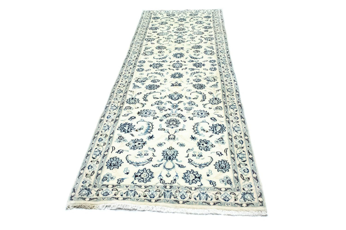 Tapis de couloir Tapis persan - Nain - Royal - 306 x 88 cm - blanc naturel