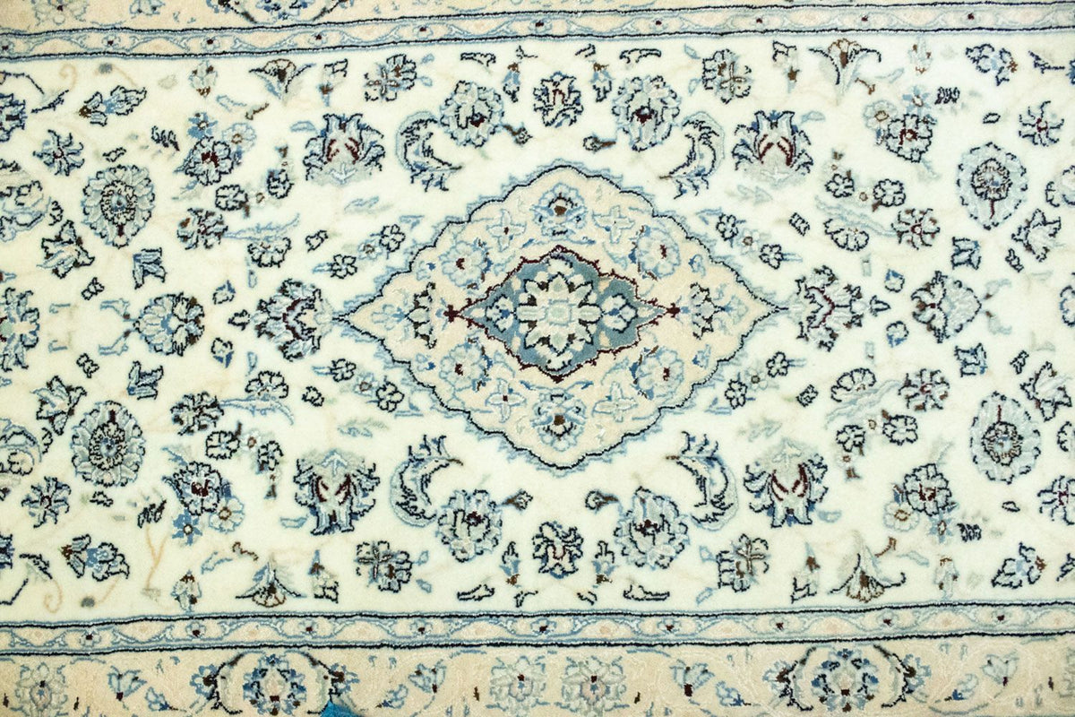 Tapis de couloir Tapis persan - Nain - Royal - 285 x 87 cm - blanc naturel