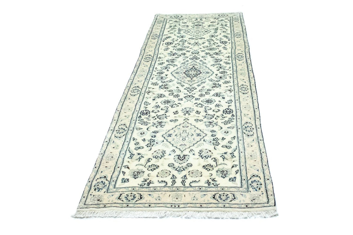 Tapis de couloir Tapis persan - Nain - Royal - 285 x 87 cm - blanc naturel