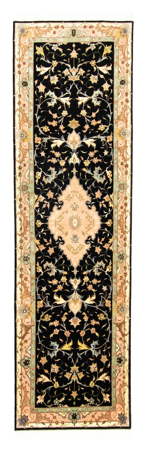Tapis de couloir Tapis persan - Tabriz - Royal - 294 x 85 cm - noir
