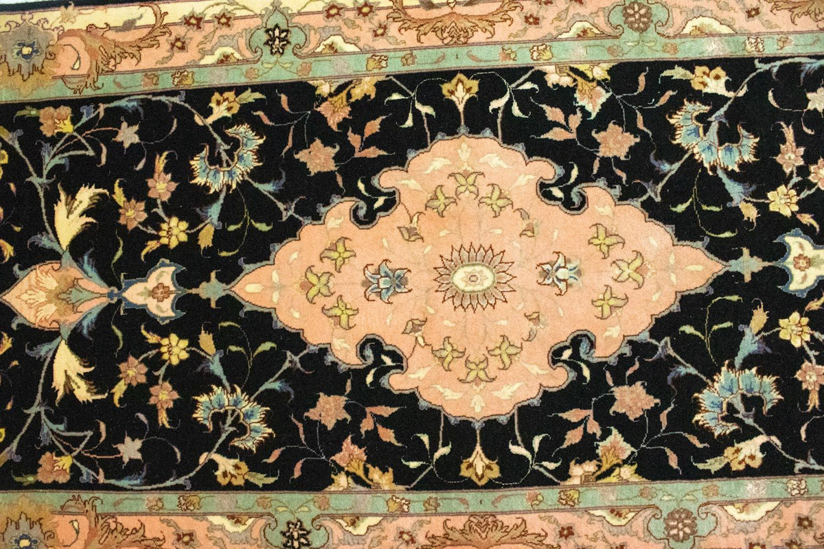 Tapis de couloir Tapis persan - Tabriz - Royal - 294 x 85 cm - noir