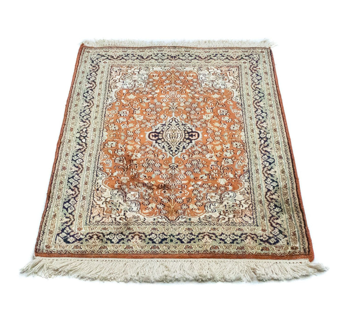 Tapis en soie - Soie du Cachemire - 94 x 63 cm - rouille