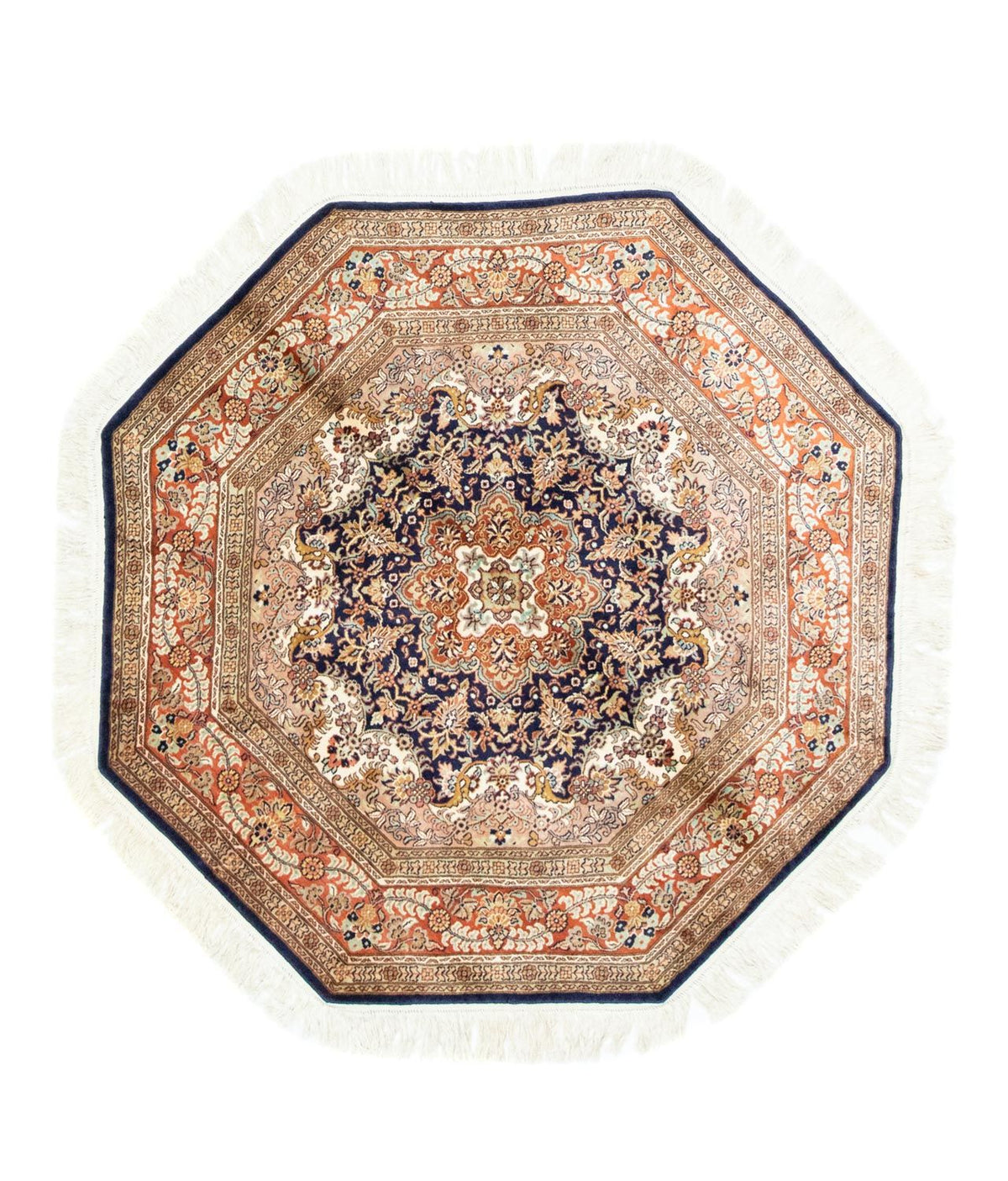 Tapis en soie - Soie du Cachemire originale - 127 x 125 cm - bleu