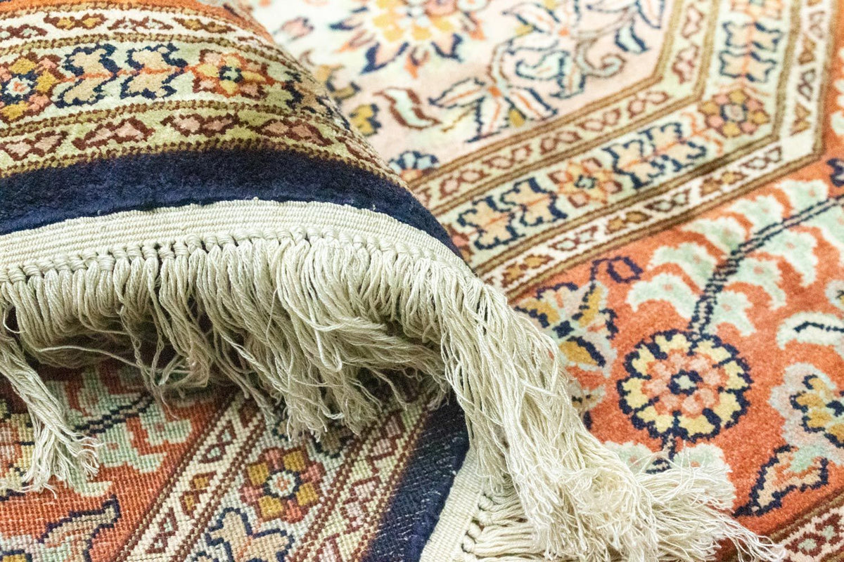 Tapis en soie - Soie du Cachemire originale - 127 x 125 cm - bleu